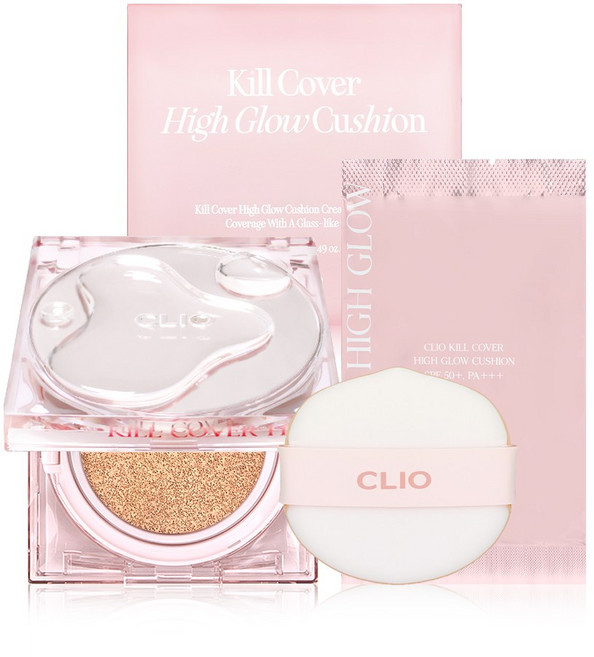 [본사 정품] 클리오 킬 커버 하이글로우 쿠션 [본품14g+리필14g] 파운데이션 쿠션 팩트 CLIO Kill Cover High Glow Cushion, 1개, 02호 란제리