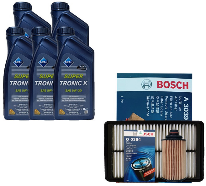 뷰티풀 코란도 1.5 가솔린 아랄 수퍼트로닉 K 5W30(5L)/SP 엔진오일세트 0384-3039, 1개