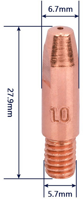 MIG 용접 커넥터 구리 팁 토치 15AK 24KD 25AK 36KD 501D 접촉 팁 Ecu CuCr지르코늄 깍지 M6 X 25 28mm 0.8mm 1.0mm, Ecu X 10PCS, 1개
