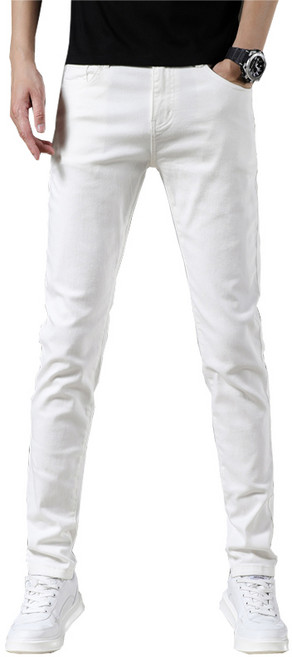 봄여름용 슬림핏 스판 화이트 청바지 9N356