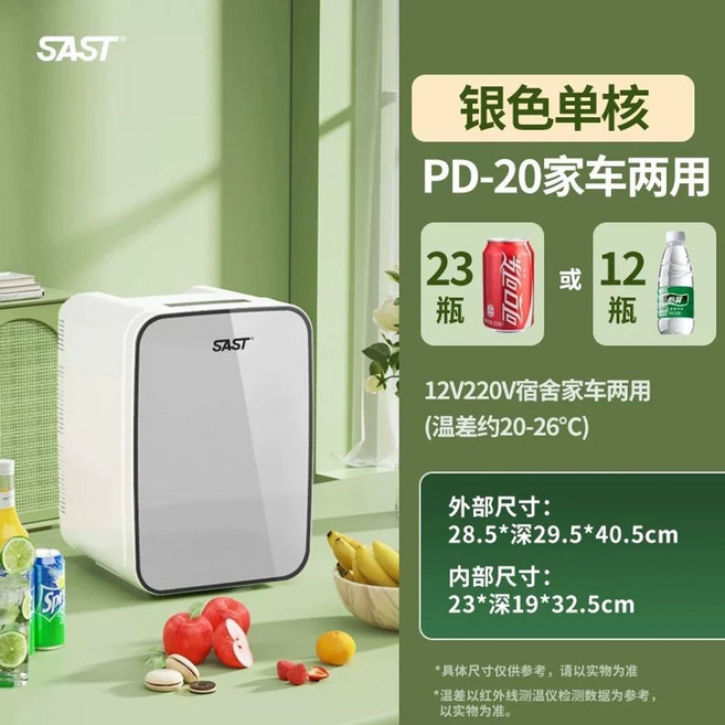 미니얼음냉장고 4L 기숙사 냉장고 자동차 기프트 블루PP 원룸 소형, 1, P. P20L 냉광 실버 단일