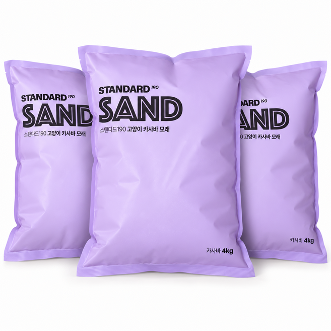 스탠다드190 고양이 카사바 모래, 무향, 3개, 4kg
