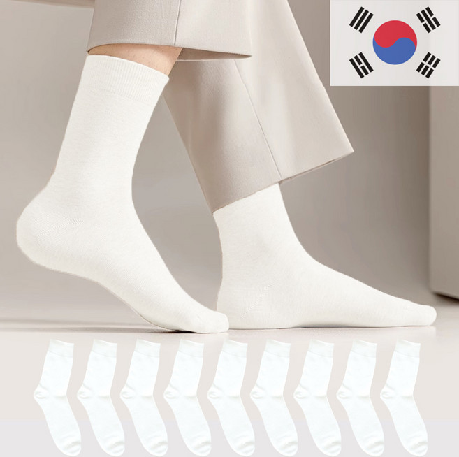 49년양말장인 남성용 프리미엄 중목 무지 면 양말 10켤레 세트