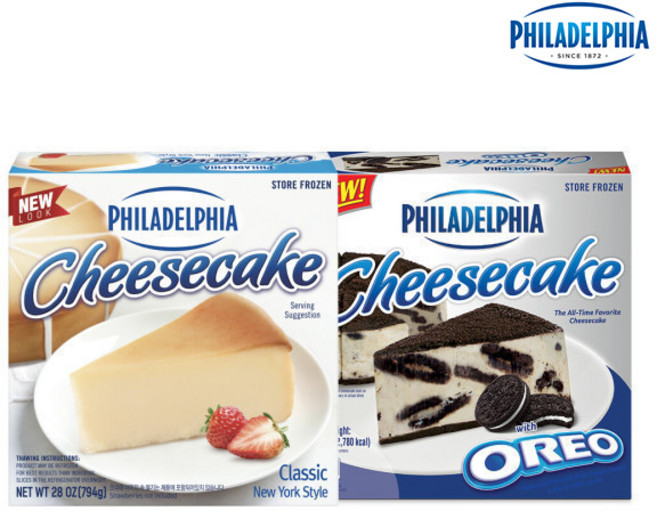 필라델피아 치즈케이크 1+1 행사(플레인+오레오), 2개, 794g
