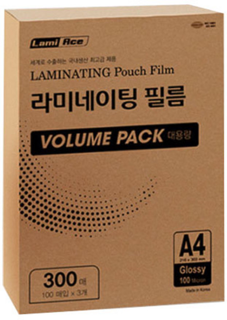 [감동] 기계코팅필름 300매, 1팩, A4