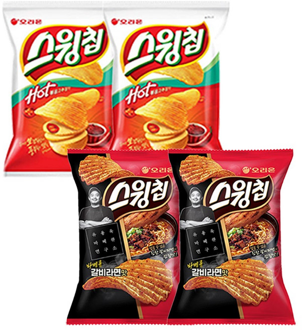 스윙칩 바베큐 갈비라면+스윙칩 볶음고추장, 2세트, 165g
