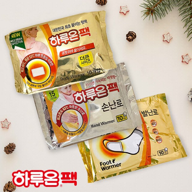 하루온팩 핫팩 3종세트 30매 손란로10매+발난로10매+붙이는핫팩10매, 1세트
