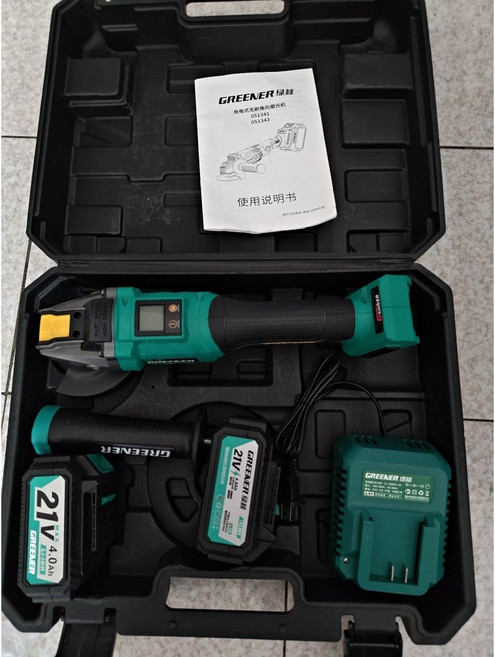 GREENER 綠林 數顯式無線鋰電角磨機 21V 4.0Ah雙電池組 強勁高速, 1個