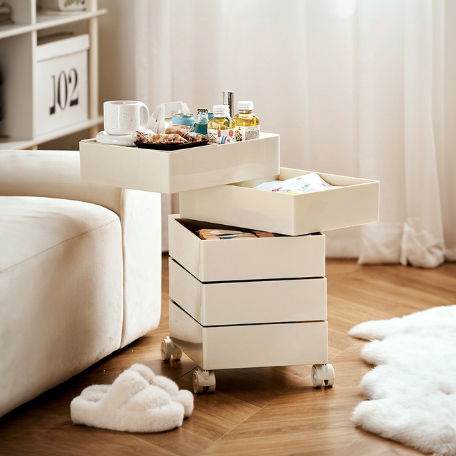 에이치앤아이 네모트롤리 360도 회전 모던 사각 5단 NM-5D, 아이보리