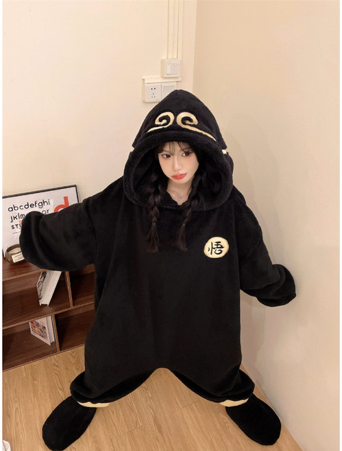 Yellwell귀여운 동물 후드 수면 잠옷 따뜻한 겨울 파자마 편안한 롱 점프수트LYT