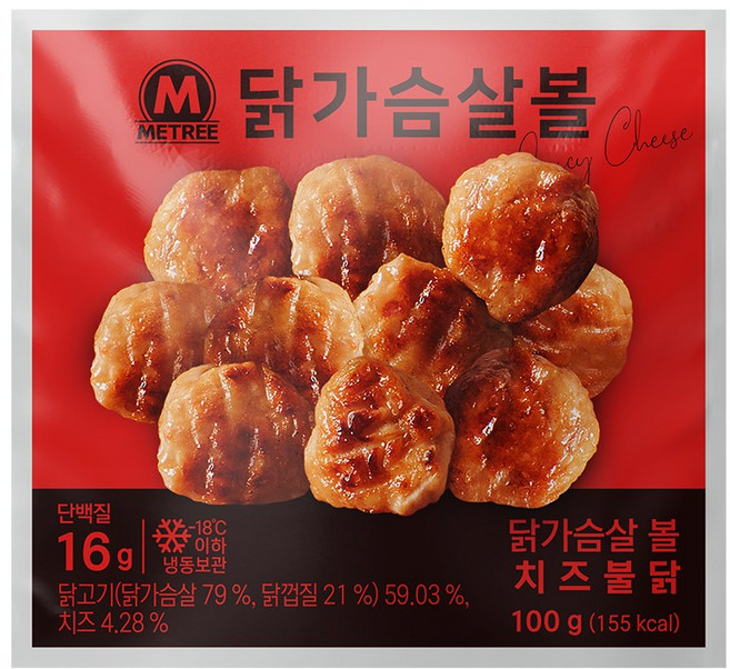 미트리 닭가슴살 볼 치즈불닭, 100g, 42개