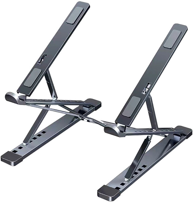 노트북거치대 알루미늄 노트북받침대 쿨러 휴대용 접이식 침대 수직 13-17인치 노트북 적합, 블랙, 1개