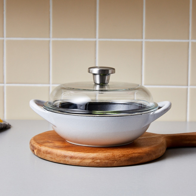 모던하우스 깊은 맛이 나는 진짜 무쇠 에나멜코팅 베이비웍 18CM 애쉬그레이 CK0124030, 1개