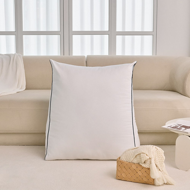 플랫화이트 솜중량 UP 목까지 받쳐주는 방수 빵빵한 삼각등받이 쿠션, 라인화이트