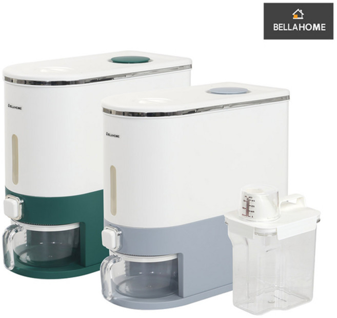 [벨라홈] 버튼식 계량쌀통+잡곡통 2종세트(CN9613), 1개