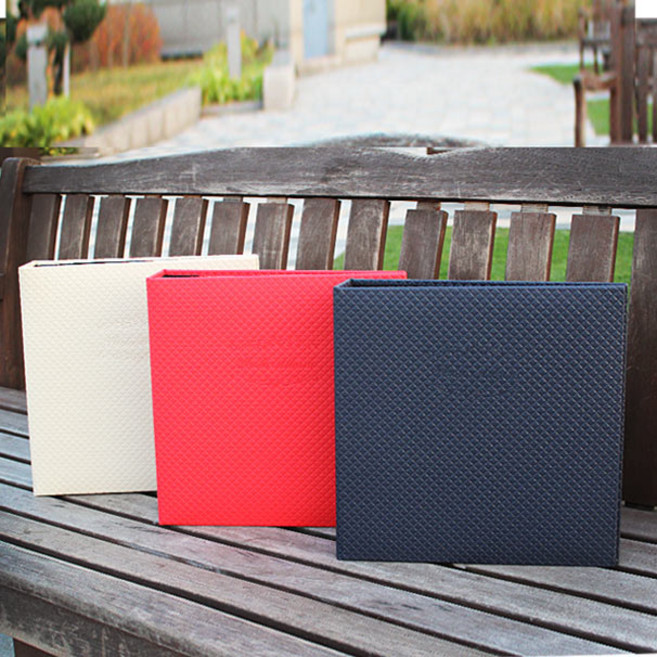 문구백서 대형 가죽앨범 접착식 포토 사진앨범 40매, 아이보리-백지, 엠보싱 접착식앨범