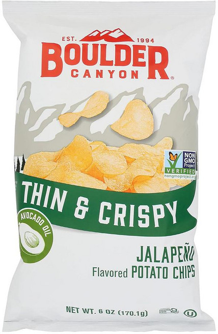 BOULDER CANYON 포테이토 칩스 170g 4팩 할라피뇨 BOULDER CANYON Thin & Crispy Avocado Oil Jalapeno Potato Chips, 680g, 4개