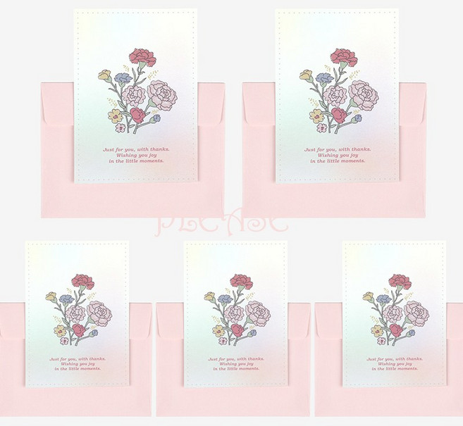 카네이션 카드 봉투 세트, 5개
