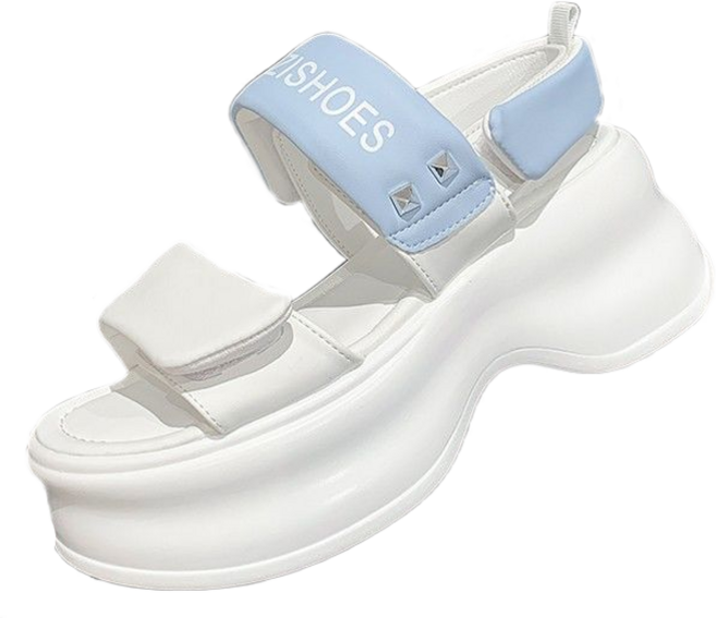 셀럽당 여성용 통굽 미끄럼 방지 샌들 여름 벨크로 스트랩 샌들 심플 키높이 스포츠 샌들 7cm Y01786