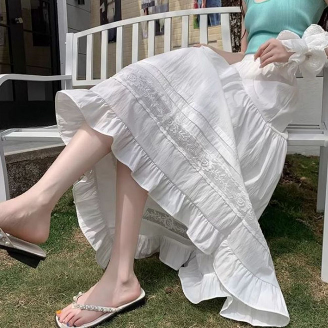 UJS-082 여리핏 캉캉 밴딩 레이스 롱스커트