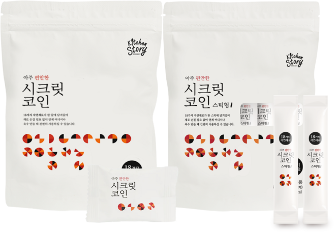 키친스토리 빅마마 이혜정의 시크릿코인 아주 편안한맛 스틱형 1팩+편안한맛 코인형 1팩, 1세트