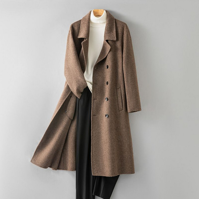 남성 100프로 캐시미어 롱 코트 더블 오버핏 겨울 아우터 모직 외투