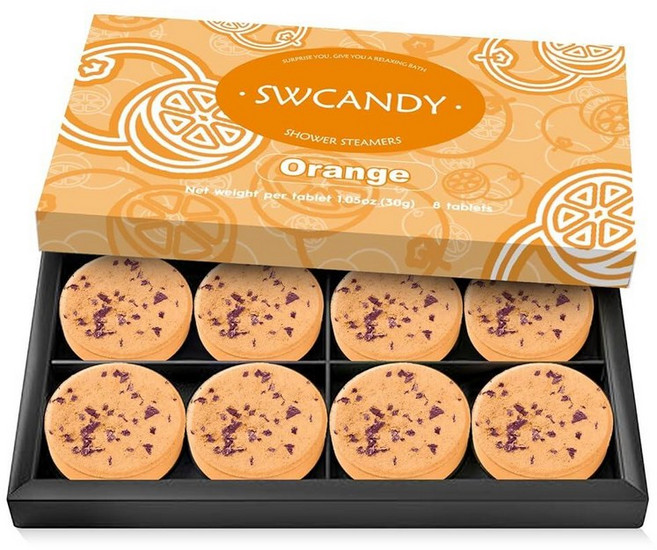 SWCANDY Shower Steamers 아로마테라피 생일 선물 여성용 여행 필수품 레몬 8개 배쓰밤 샤워밤 자연 추출물 에센셜 오일 휴식 홈 스파 253464, Laurel