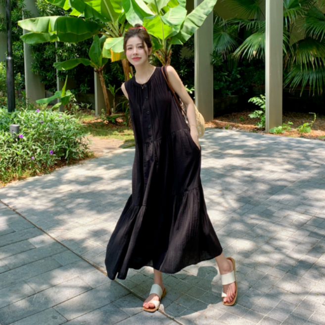 여름원피스 빅사이즈 롱 나시 휴양지 원피스 바캉스룩 캉캉M~4XL