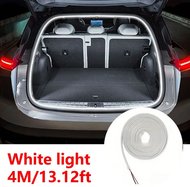배선이 필요 없는 자동 감지 트렁크 LED 라이트 스트립 고휘도 실내 장식용 테일게이트 2m/4m, 03 4M White light