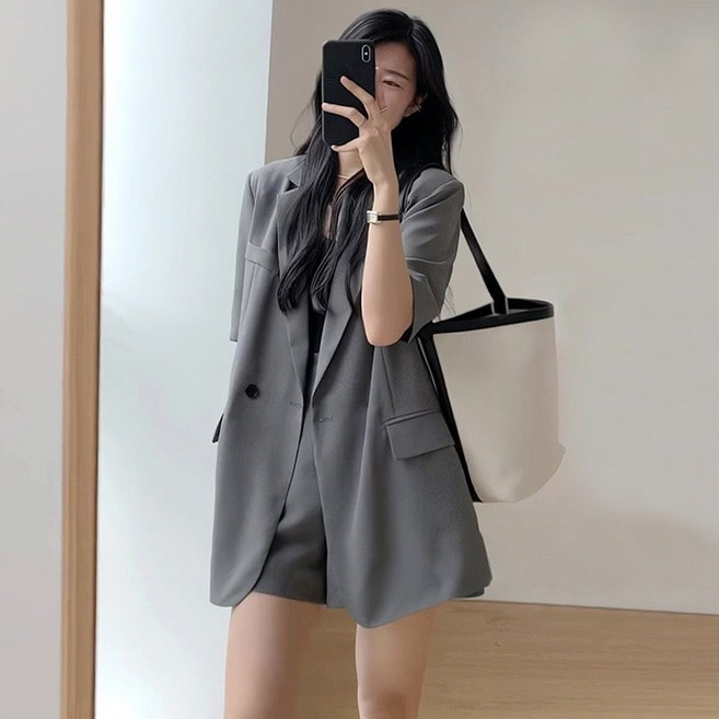 휠렉스 여성 패션 슬림핏 출근룩 반팔 블레이저 JA24