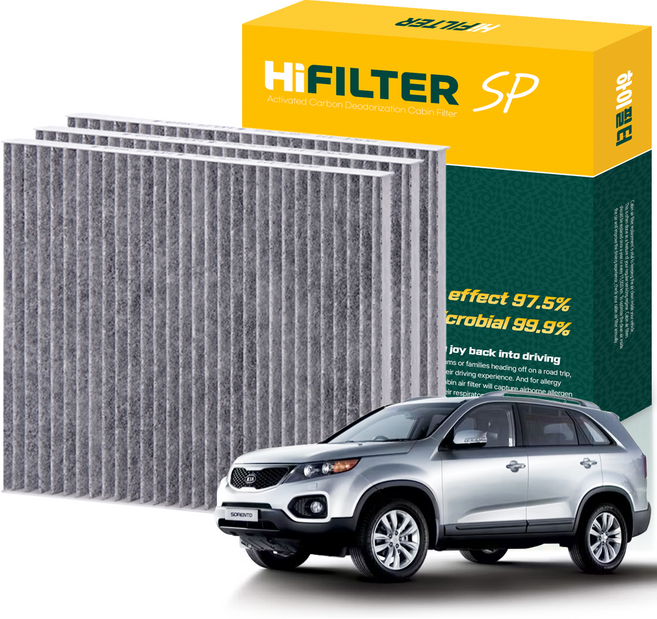 하이필터 기아 자동차 쏘렌토 활성탄 에어컨필터, 3개, 쏘렌토R (XM) HI-I009