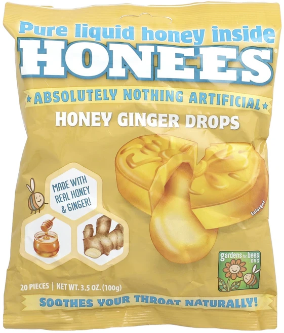 행복하고 건강하게 Honees 꿀 생강 드롭 20개 100g(3.5oz) 백년회로하세요, Honees 꿀 생강 드롭 20개 100g35oz, 1개 - 쿠팡