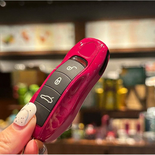 PRC 포르쉐 호환 키케이스 차키 키링 자동차 키홀더, A타입, 18_루비레드