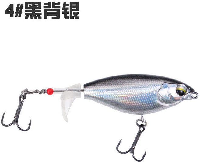浮水迷你小拖拉機 70mm/6g/10g 水面系路亞餌, 4#黑背銀,8cm/10g鍍錫加強血槽三本鉤, 1個