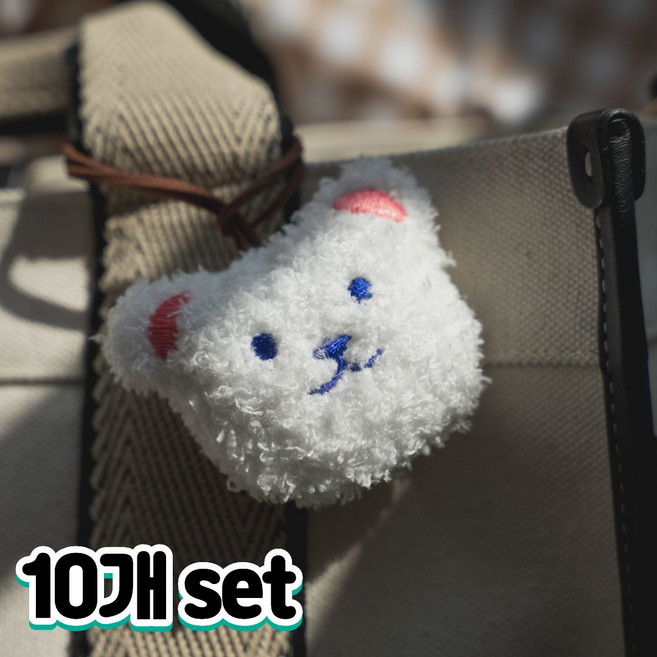 포시디아 귀여운 동물 인형 네임택 표시, 10개, 화이트 곰돌이