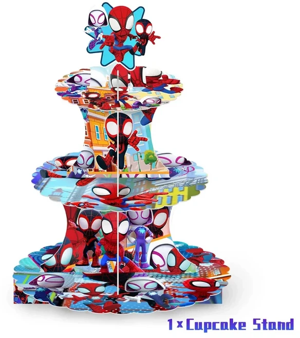 3 계층 Spidey와 그의 놀라운 친구들 케이크 스탠드 어린이 소년 생일 파티 용품 컵케익 랙 홀더 케이크 트, 03 Cake stand 1pcs
