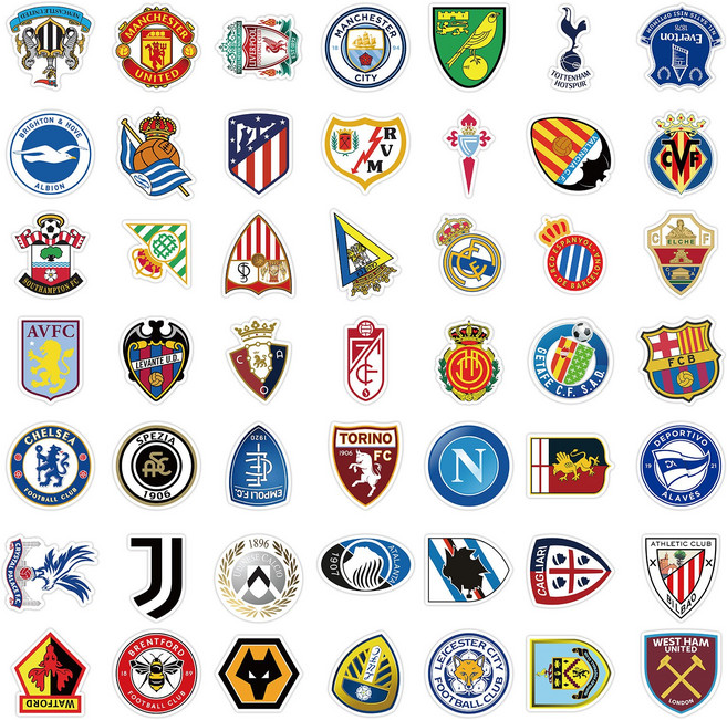 데인티 캐리어 방수 스티커 캐릭터 다꾸 폰꾸 스티커세트, 축구앰블럼1, 50장