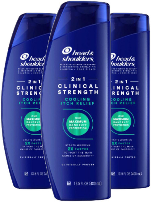 헤드앤숄더 2인1 클리니컬 스트렝스 쿨링 이치 릴리프 샴푸, 3개, 400ml