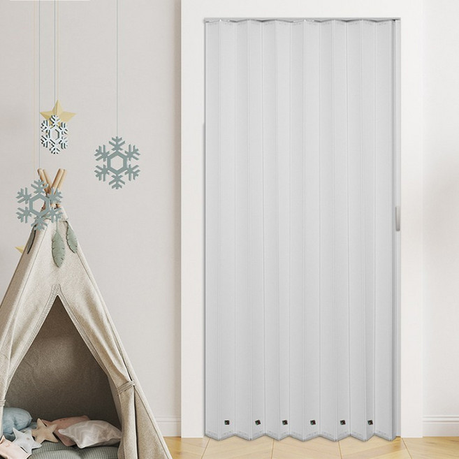 이케이몰 자바라 문 커튼 접이식 슬라이딩 홀딩 도어 방염 화이트 사이즈 및 기재