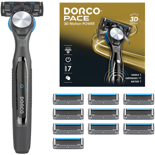 도루코 페이스 3D 모션파워 면도기 세트, 면도기 핸들 + 면도날 11p, 1세트