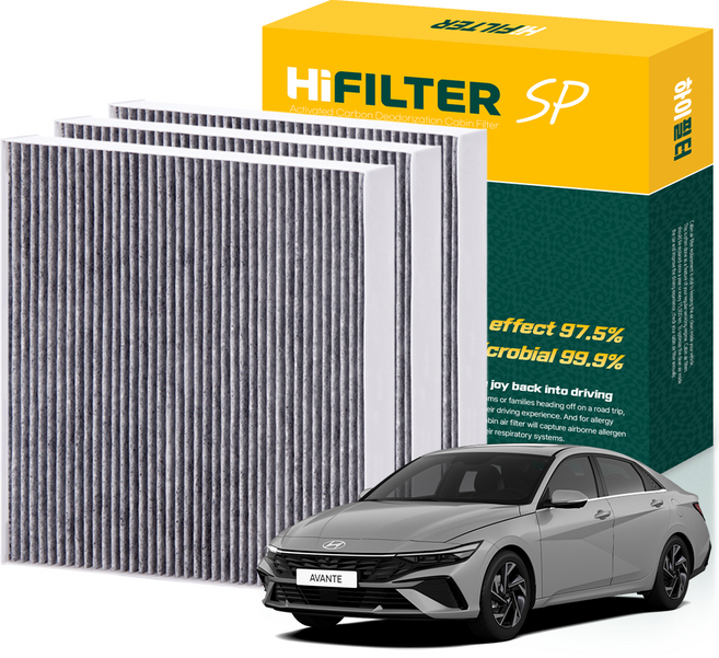 하이필터 현대 자동차 아반떼 활성탄 에어컨필터, 3개, 더 뉴 아반떼 CN7 HI-L012