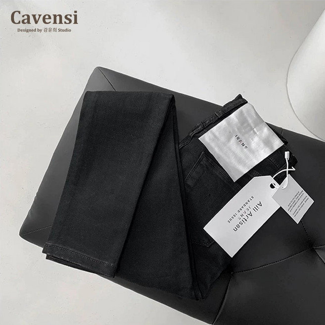 Cavensi 高腰彈力緊身小腳褲 九分修身牛仔褲 多色可選