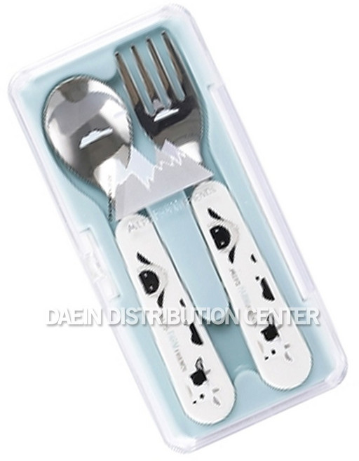 스텐락 알프스 팜 프렌즈 스텐 스푼 포크 케이스 세트 2개 유아식기