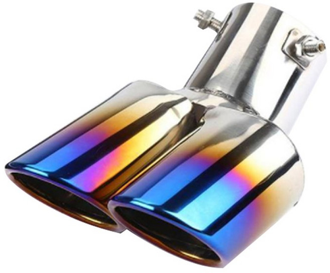 1PCS 입구 자동차 대한 배기 라이너 머플러 자동차에 후면 트림 스테인레스 파이프 수정 목구멍 스틸 대부분의 듀얼 자동, Burnt Blue bent, 1개