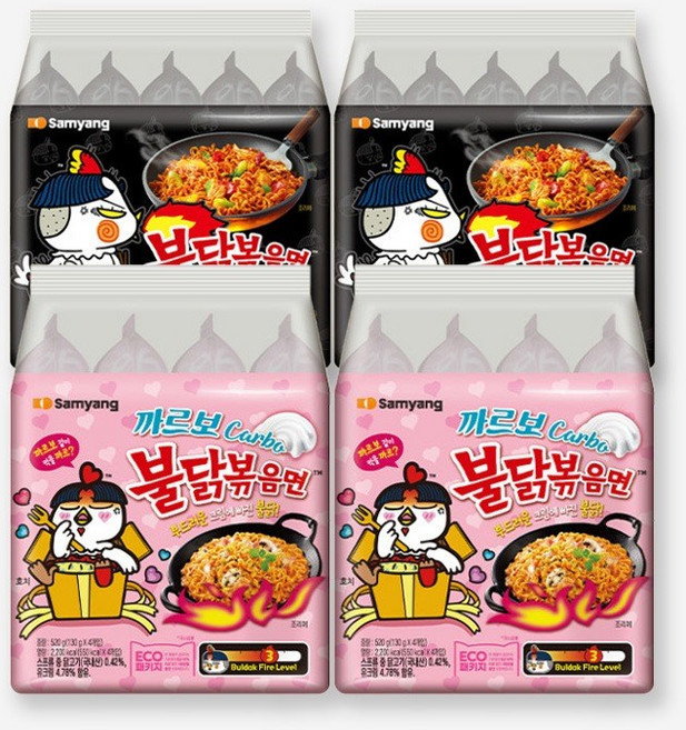 삼양 봉지 라면 멀티 총4팩 불닭볶음면 2팩 까르보 불닭볶음면 2팩