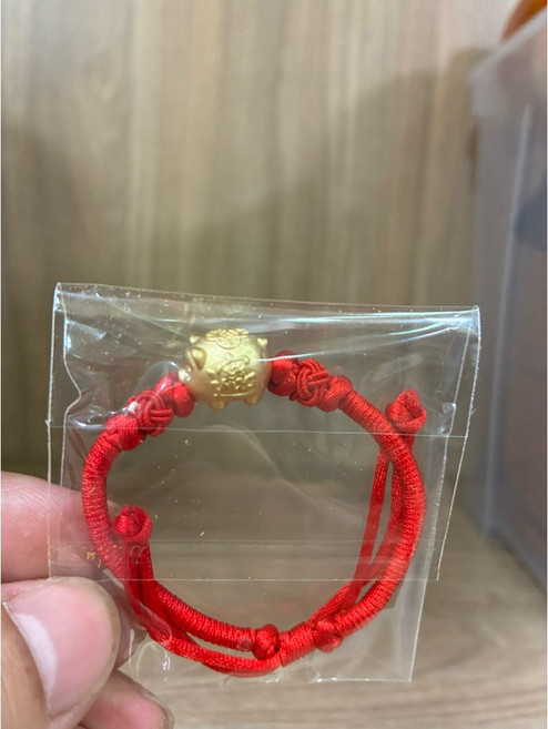 泓潤 黃金轉運豬 紅繩手串 手鍊 手環 招財 中國結 伸縮式