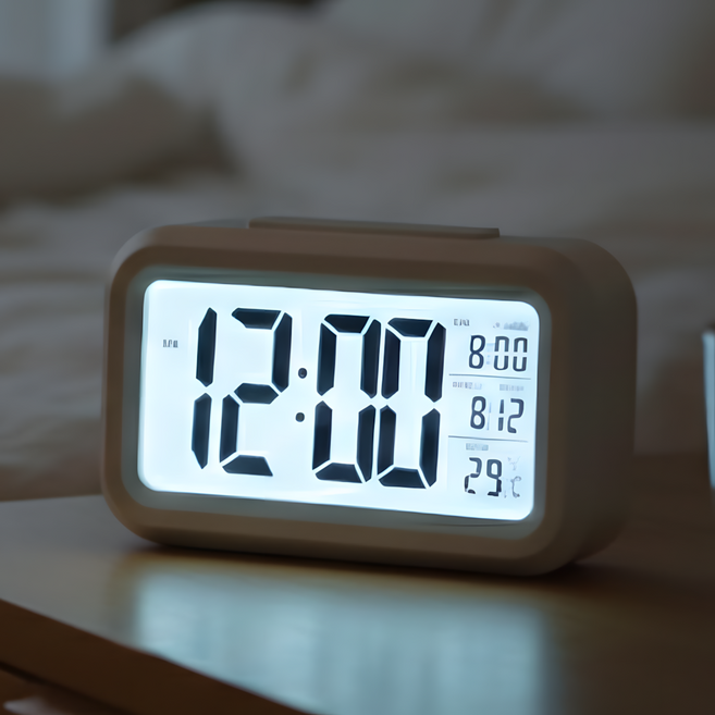 브루머 심플 LED 무소음 디지털 시계 모던 인테리어 거실 시계, 매트화이트