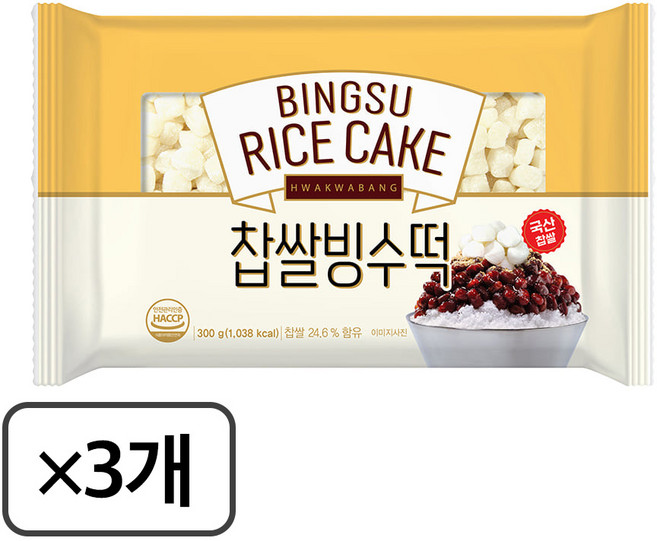 화과방 찹쌀 빙수떡대 300g THE 커진 빙수떡 대두식품 팥빙수 빙수재료 토핑 788434, 단품, 3개
