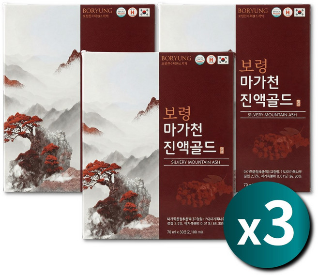마가목 진액 국산 마가목 엑기스 즙 마가 열매 추출물 엑기스, 3박스, 70ml