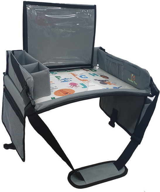 베베토이 트레이 동물그림 알파벳 다용도 트레이 테이블, 그레이, 1개